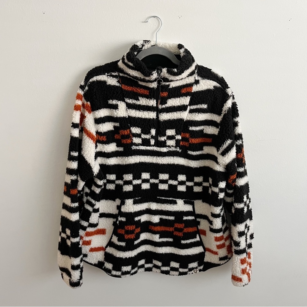Women's LIV Outdoor 1/4 Zip Fleece Pullover Orange Black 1X Sherpa